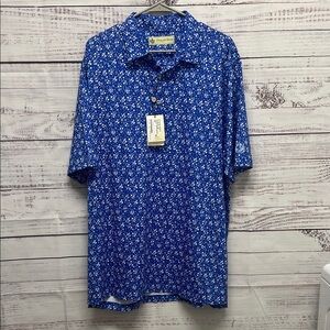 Donald Ross Men’s Blue Floral Performance Polo